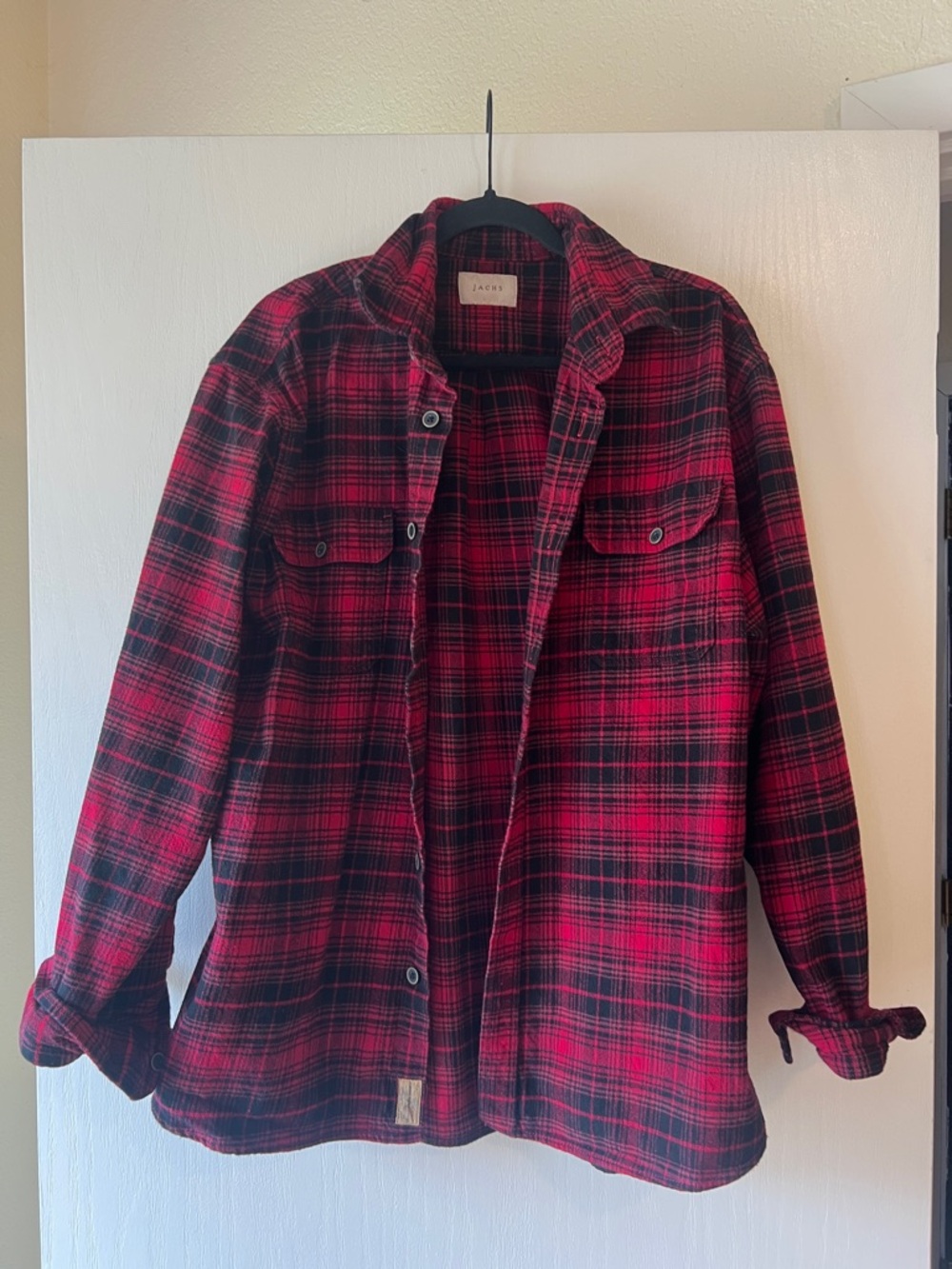 Jachs Red and Black Plaid Utility Jacket